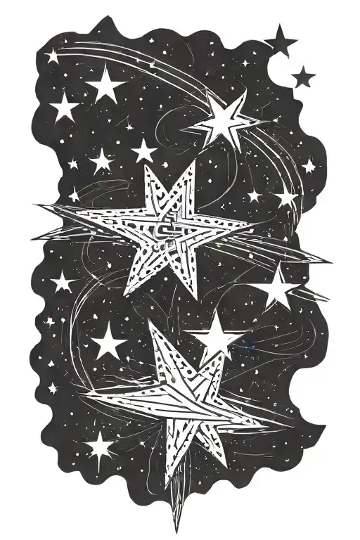 Shooting Star As Long Line On The Forearm With Little Stars Next To It