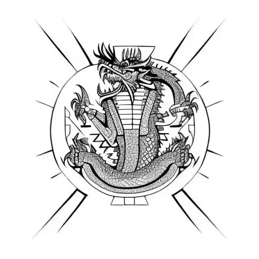 Aztec Dragon On Aztec Pyramid