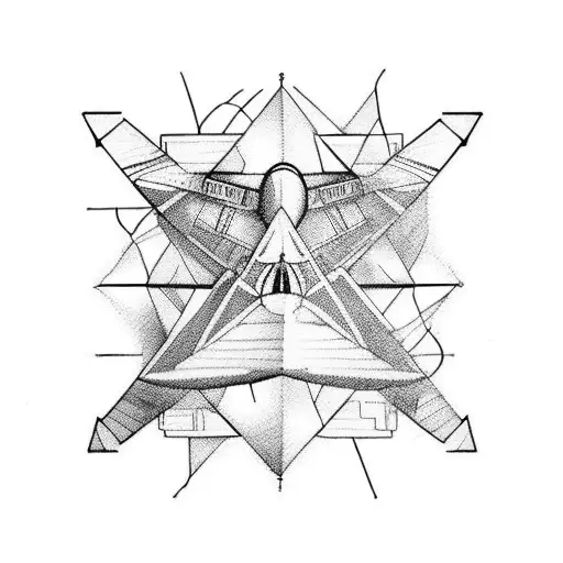 Airplane Sillhouette With Trace Lines