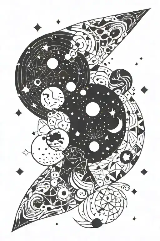 Space And Stars Moon