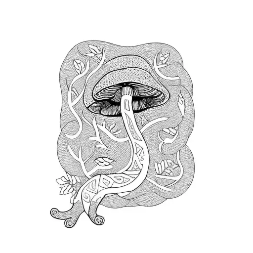 Floral Snake With Mushroom And Greenery And Flowers