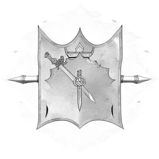Minimalist Shield Design And Above A Sword