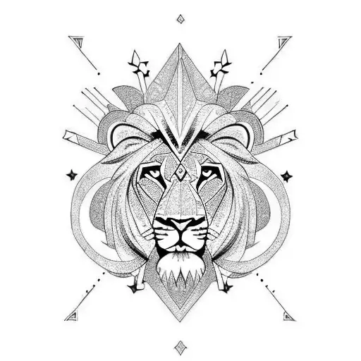 Lion Zodiac Design With Symbol And Stars