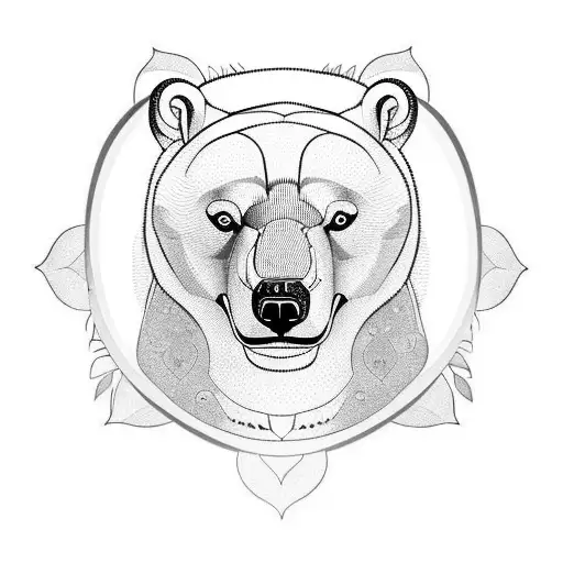 Mindful Polar Bear Sitting On A Lotus Flower