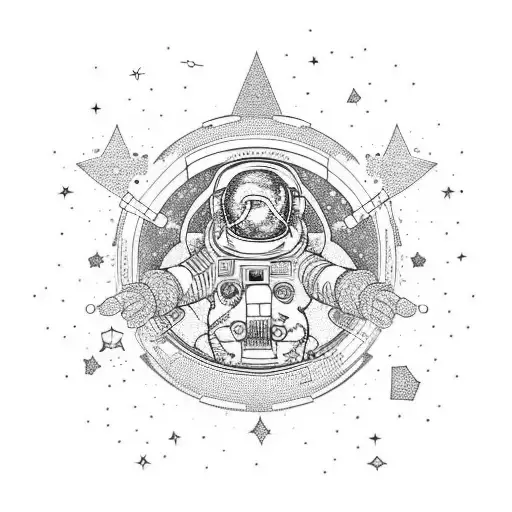 Astronaut With Big Crystals And Stars