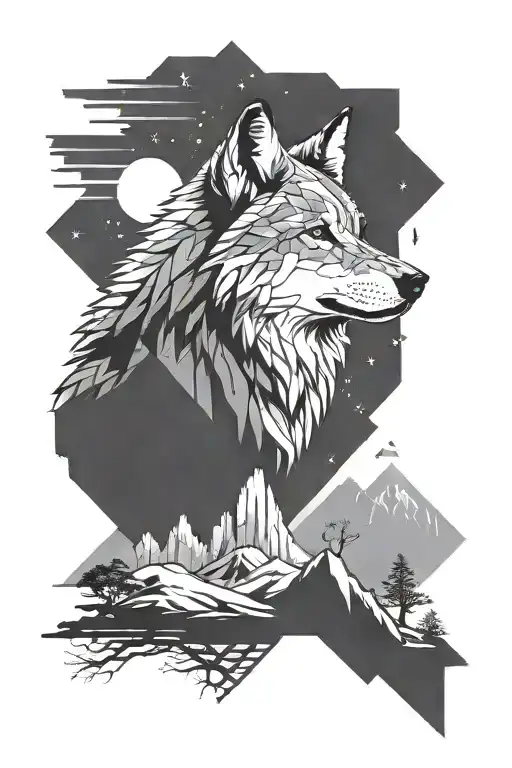 Design A Tattoo Featuring A Wolf Howling In The South African Wilderness