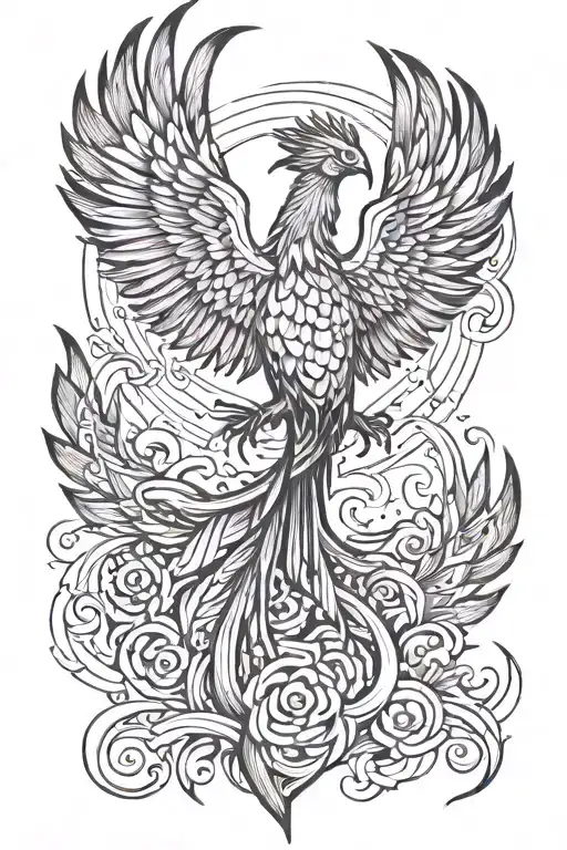 Phoenix Rising From The Ashes Symbolizing Rebirth Back Tattoo Male