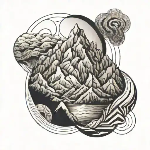 A Majestic Mountain Range With A Divine Figure Overlooking It