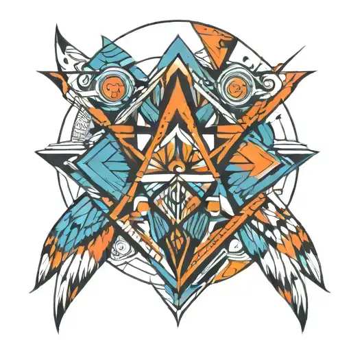 Hourglass Blue And Orange Native American Inspired