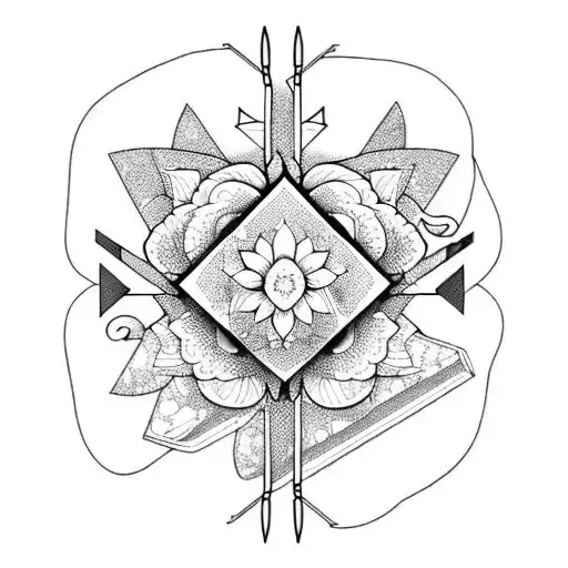 Bow And Arrow Wrapped With Flowers