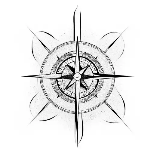 Compass With Abstract Lines