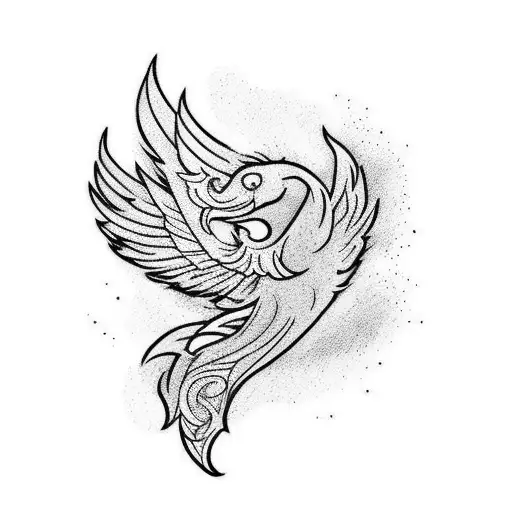 A Vertical Tattoo Of A Phoenix Coming Out Of A Book