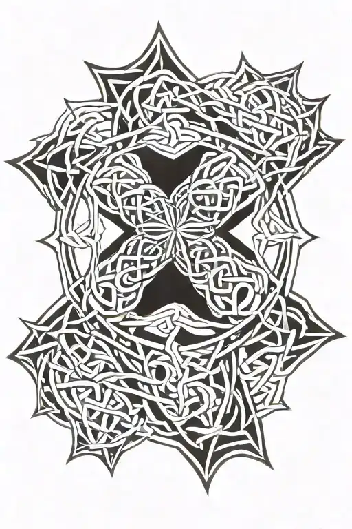 Octagram Like Celtic Pattern With Elements Intertwined