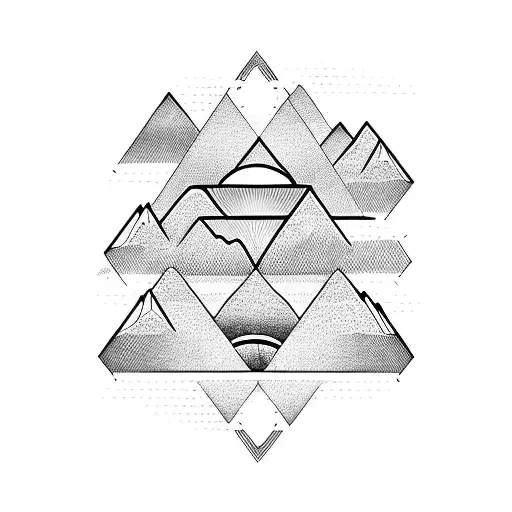 Mountains Slihouette Line Combined With Heartbeat Pulse Graphic Line
