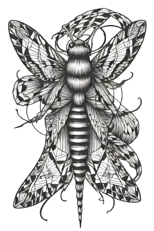 A Moth In The Middle With Long Lines Like Lightning Coming From It