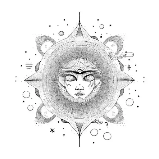 Fine Line Sun Moon And Stars