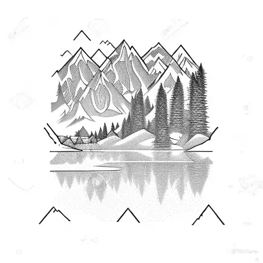Mountain With River Flowing Through Valley Reflection In Water