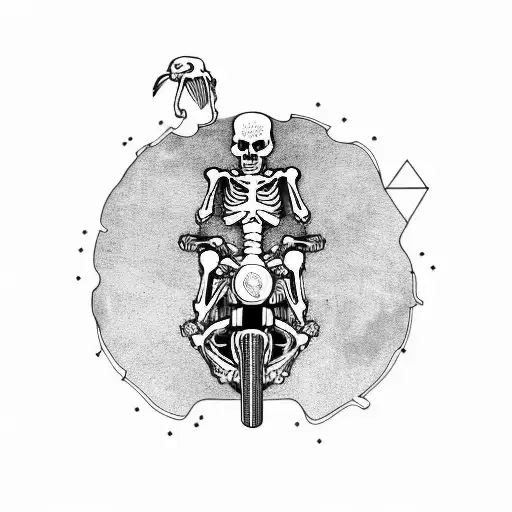 Skeleton Riding A Motoecycle