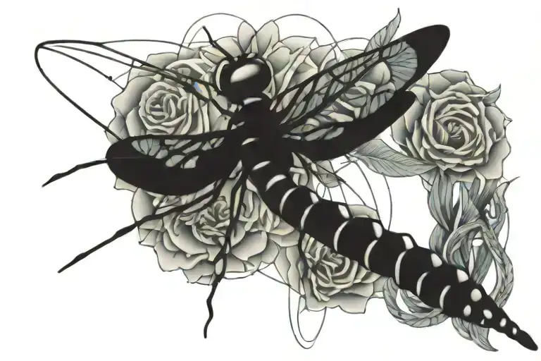 Dragonfly Noose Of Flower Intertwined