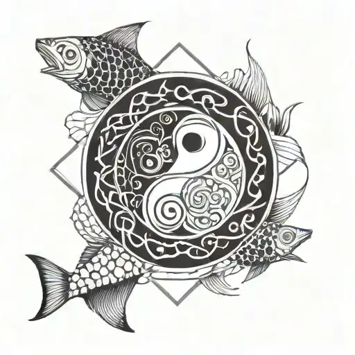 Yin Yang Symbol With Fish