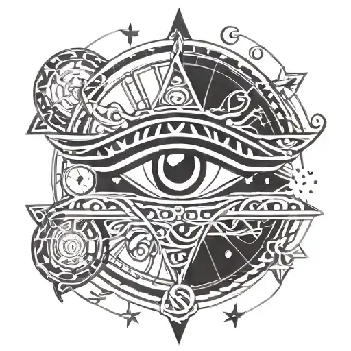 An Eye Of Horus Surrounded By Symbols Of Different Countries The Client Has Traveled To