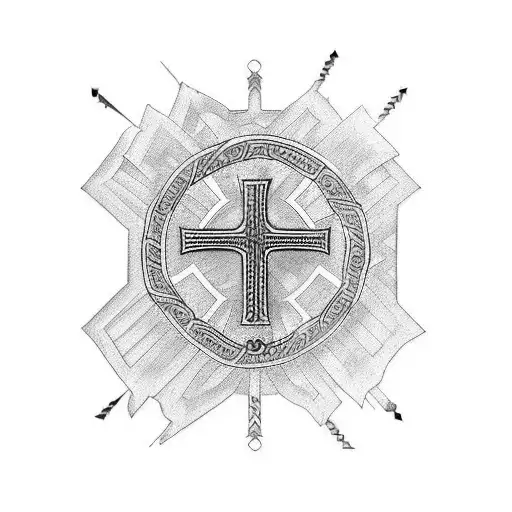 Chain Of Judgement Tattoo But With A Christian Cross And A Nail At The End Instead