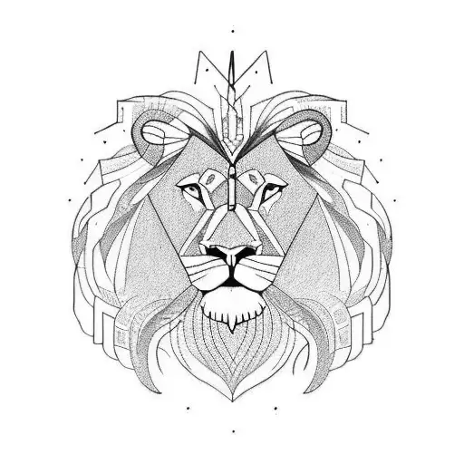 A Minimalist Tattoo Of A Lion Lifting Weights