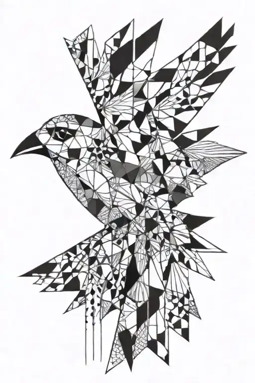 Patchwork Bird Flying Away