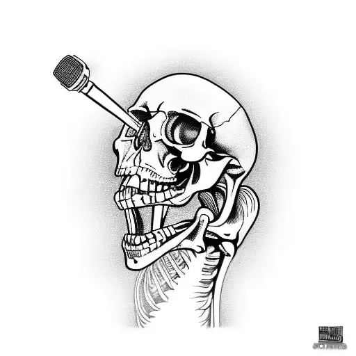 Anatomical Skeleton Singing Into Microphone