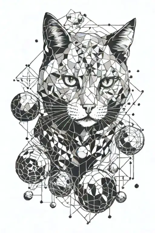 A Cat Floating In Space Surrounded By Glass Planets