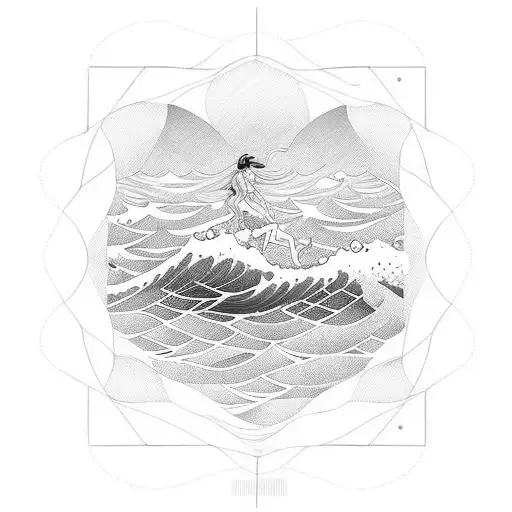 Ocean Wave And Woman