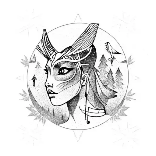 A Silhouette Of Artemis With A Forest Backdrop