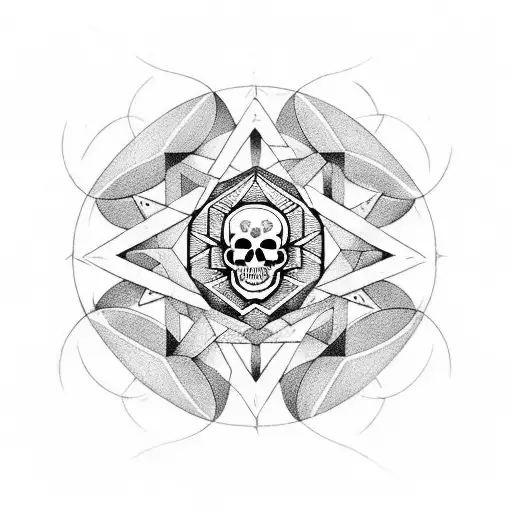 A Summoning Circle With A Geometric Skull In The Center