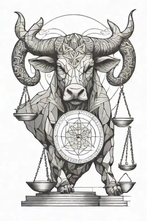 Scale Of Justice With Taurus Zodiac Sign Incorporated
