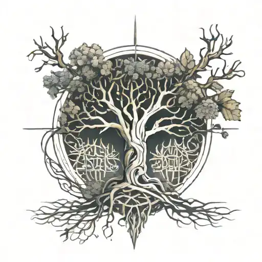 Yggdrasil With 9 Branches Representing The 9 Worlds