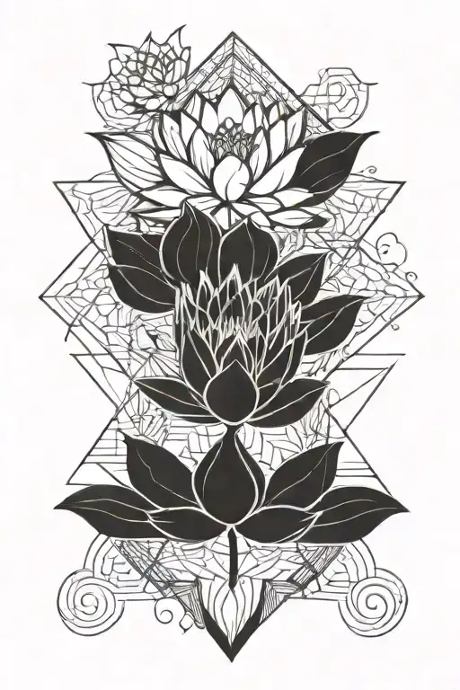 Unalome And Lotus Flower