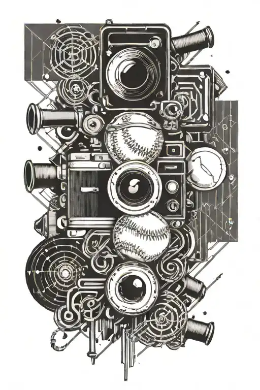 Baseball Camera Music Note Surrounded