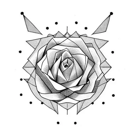 Geometric Rose With Stem For Center Of The Chest