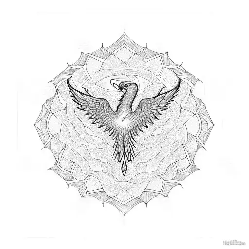 Sternum Tattoo Phoenix Black And White