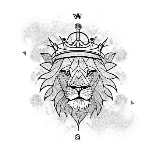 Lion With Compass And Crown Over The Head