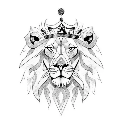 Lion With Compass And Crown Over The Head