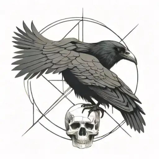 Raven Perched On A Skull