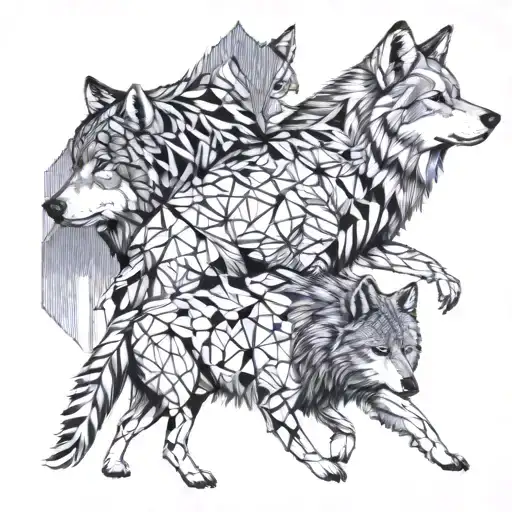 Wolf Pack Symbolizing Your Family Members Intertwined