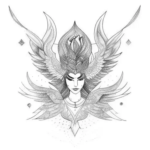 Watercolored Phoenix Goddess