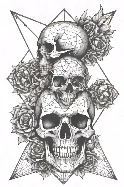 Hand Holding Knife Piercing Skull