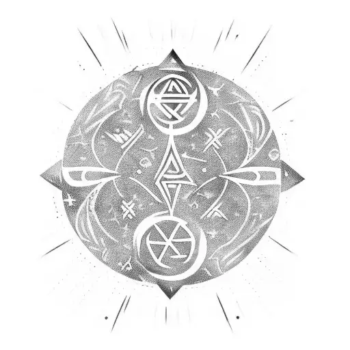 Viking Rune Glychs With Cosmic Space Rips Crackling Through It