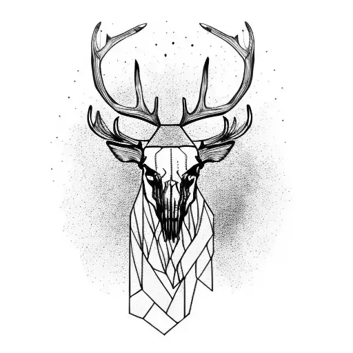 Elk Skull With Trees In Background