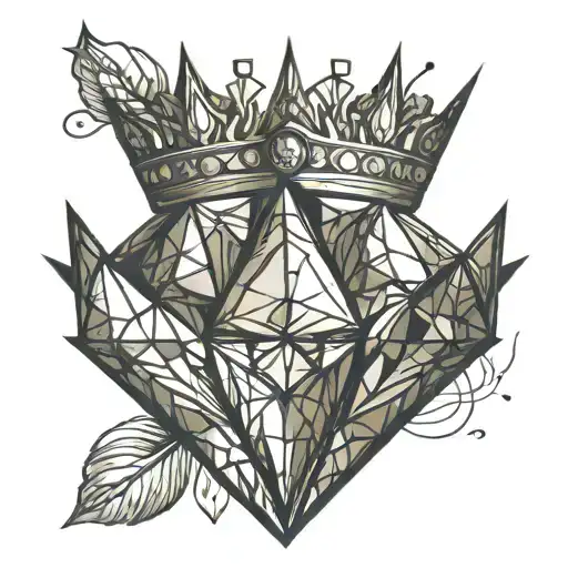 Diamond Outline With Crown Over The Top