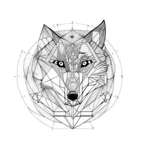 The Outline Of A Wolf Howling At The Moon With The Libra Horoscope Incorporated Into The Design