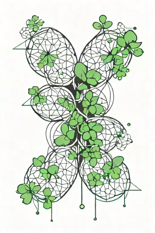 Four Leaf Clovers Flower Of Life Trash Polka Green